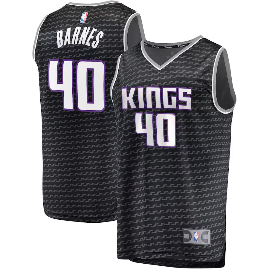 Men Sacramento Kings 40 Harrison Barnes Fanatics Branded Black Fast Break Player Replica NBA Jersey